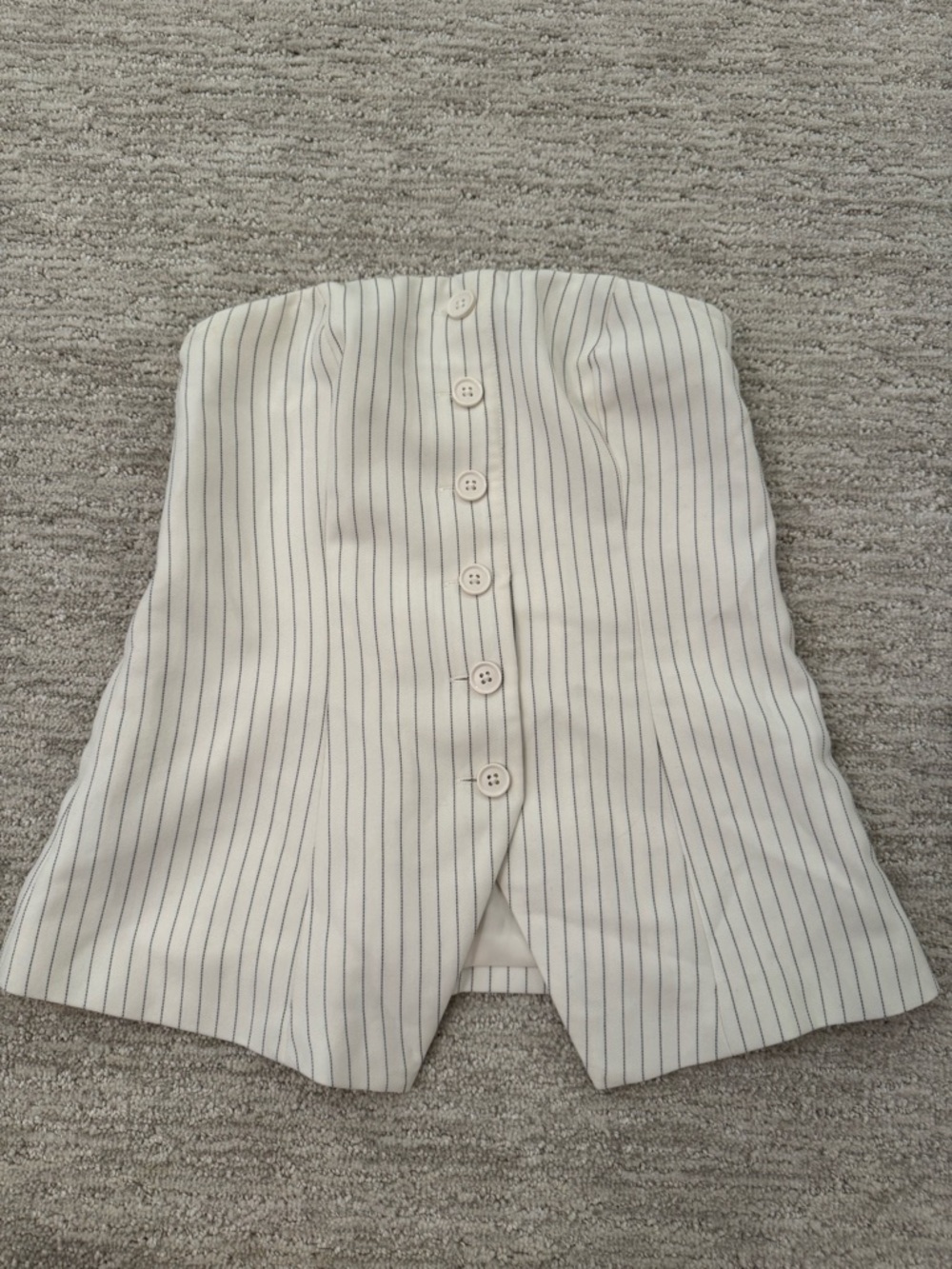 Abercrombie & Fitch Cream Strapless Pinstripe Button Front Top